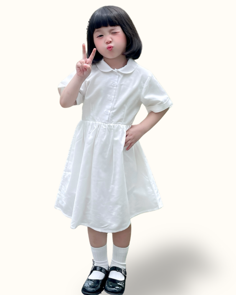 ĐẦM CỔ BẺ LINEN BÉ GÁI