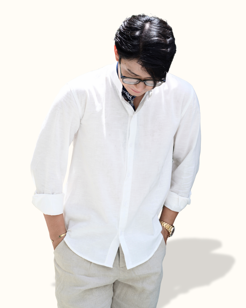 ÁO SƠ MI NAM LINEN CỔ TRỤ