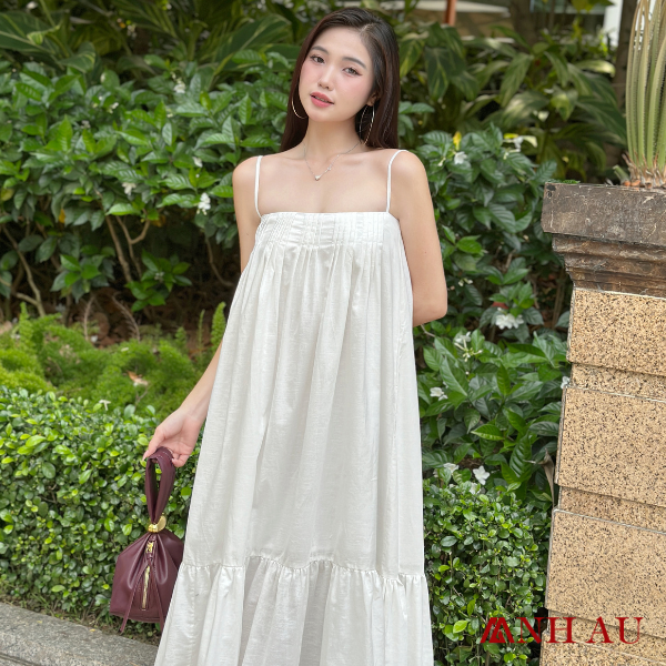 đầm xếp ply linen