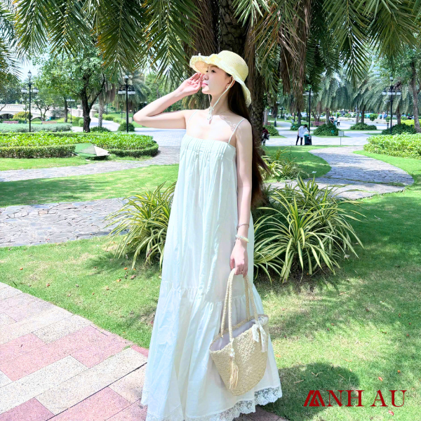 phối đồ với đầm cổ v