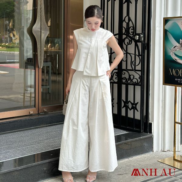 quần linen ống rộng