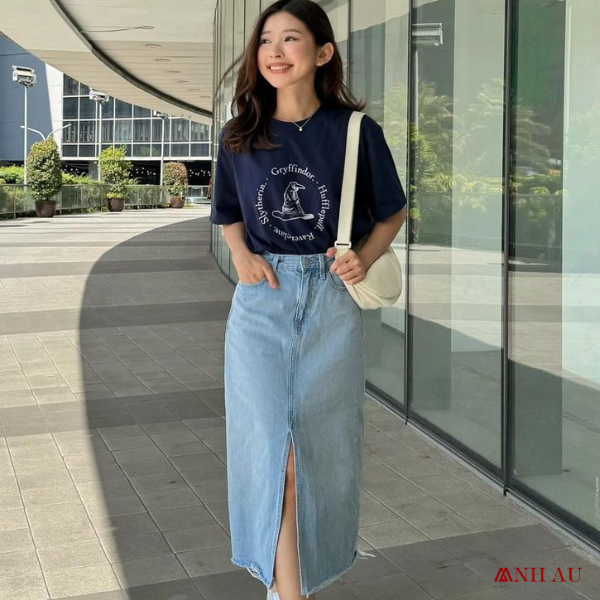 chân váy denim
