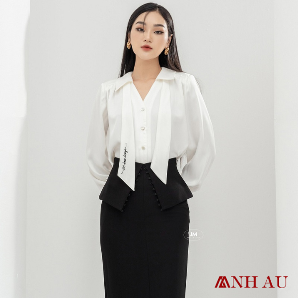 phong cách áo sơ mi và váy bút chì