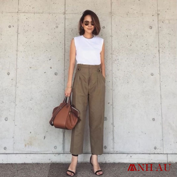 phong cách quần culottes và áo phong